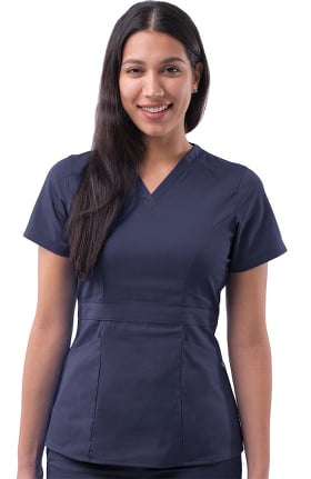 Pro by Adar Women's V-Neck Peplum Solid Scrub Top