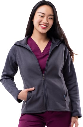 Pro by Adar Women's Performance Fleece Solid Scrub Jacket