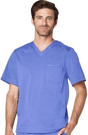 Responsive by Adar Men's Active V-Neck Solid Scrub Top