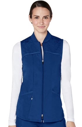 Clearance Responsive by Adar Women's Active Quilted Zip Front Bomber Solid Scrub Vest