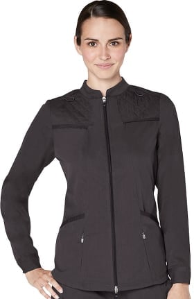 Responsive by Adar Women's Active Quilted Zip Front Solid Scrub Jacket