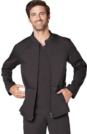 Responsive by Adar Men's Active Zip Front Solid Scrub Jacket