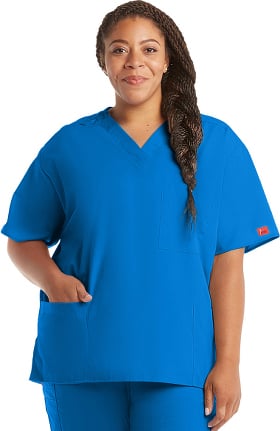 Clearance Ascent by allheart Unisex V-Neck Chest Pocket Solid Scrub Top