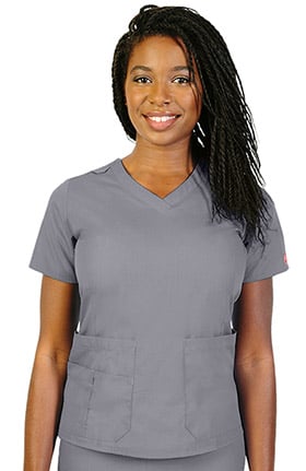 Ascent by allheart Women's V-Neck Solid Scrub Top