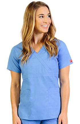 Ascent by allheart Women's Mock Wrap Solid Scrub Top