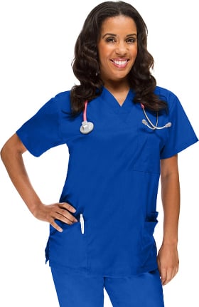 Classics by allheart Women's 4 Pocket V-Neck Solid Top