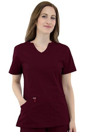 elate by allheart Women's Mock Wrap Solid Scrub Top