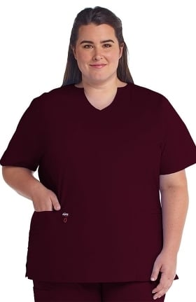 elate by allheart Women's Mock Wrap Solid Scrub Top
