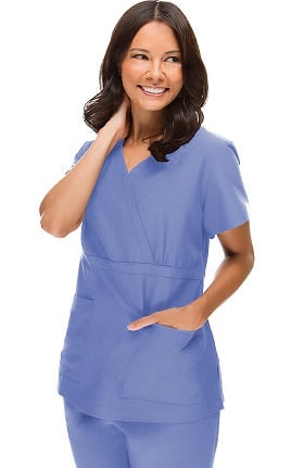 Stretch Luxe by allheart Women's Mock Wrap Empire Waist Top