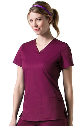C3 by allheart Women's COOLMAX® Basic V-Neck Solid Scrub Top