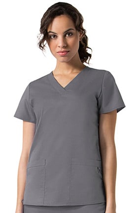 Clearance C3 by allheart Women's COOLMAX Basic V-Neck Solid Scrub Top