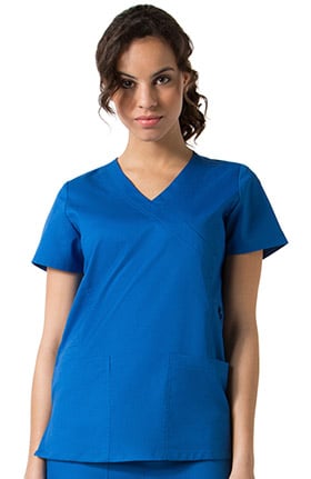 C3 by allheart Women's COOLMAX® Mock Wrap Solid Scrub Top