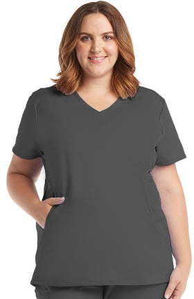 C3 by allheart Women's COOLMAX® V-Neck Mesh Pocket Solid Scrub Top
