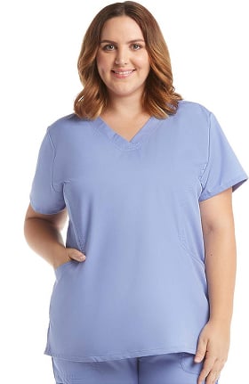 C3 by allheart Women's COOLMAX® Sporty V-Neck Solid Scrub Top