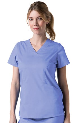 Clearance C3 by allheart Women's COOLMAX Sporty V-Neck Solid Scrub Top