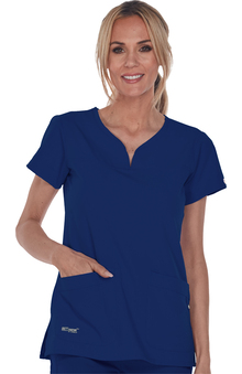 Signature by Grey's Anatomy Women's Notch Neck Solid Scrub Top