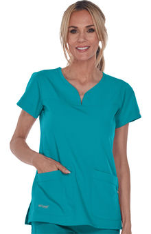 Signature by Grey's Anatomy Women's Notch Neck Solid Scrub Top