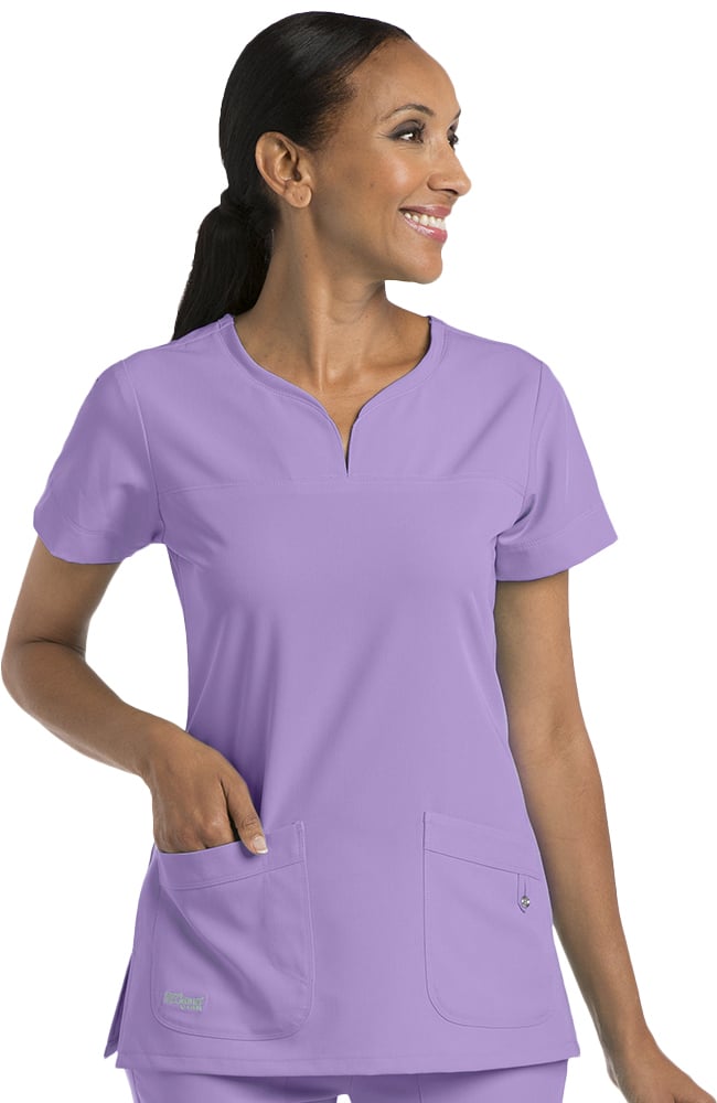 Clearance Signature by Grey's Anatomy Women's Notch Neck Solid Scrub Top