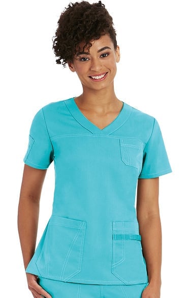 Clearance NRG by Barco Uniforms Women's Sporty V-Neck Solid Scrub Top