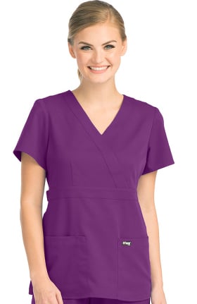 Grey's Anatomy™ Classic Women's Mock Wrap Solid Scrub Top