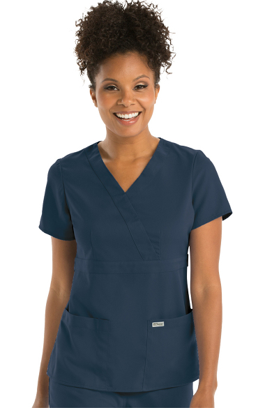 Grey S Anatomy Women S Mock Wrap Solid Scrub Top Allheart Com