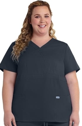 Grey's Anatomy Classic Women's Mock Wrap Solid Scrub Top