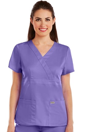 Clearance Grey's Anatomy Classic Women's Mock Wrap Solid Scrub Top