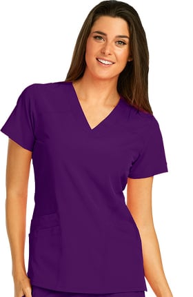 Barco One™ Women's V-Neck Perforated Side Panel Solid Scrub Top