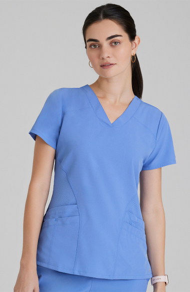 Barco One™ Women's V-Neck Perforated Side Panel Solid Scrub Top ...