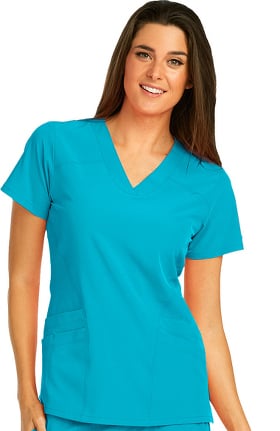 Clearance Barco One™ Women's V-Neck Perforated Side Panel Solid Scrub Top