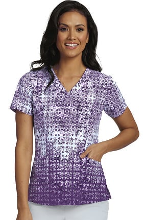 Clearance Barco One™ Women's V-Neck Geometric Print Scrub Top