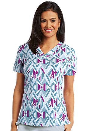 Clearance Barco ONE™ Women's V-Neck Geometric Print Scrub Top