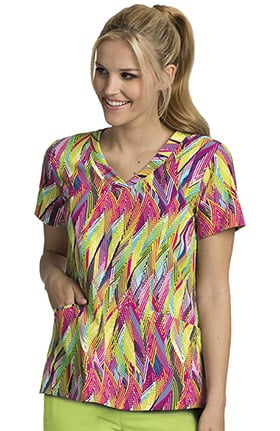 Clearance Barco One™ Women's V-Neck Abstract Print Scrub Top