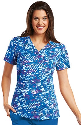 Clearance Barco ONE™ Women's V-Neck Geometric Print Scrub Top