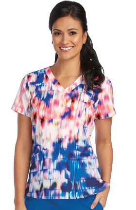Barco One™ Women's V-Neck Abstract Print Scrub Top