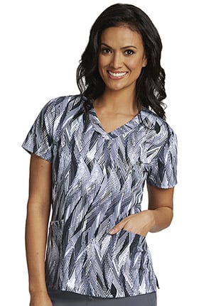 Clearance Barco One™ Women's V-Neck Abstract Print Scrub Top