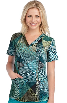 Barco One™ Women's V-Neck Abstract Print Scrub Top