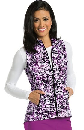 Clearance Barco One™ Women's Zip Front Animal Print Scrub Vest