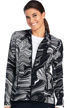 Barco One™ Women's Stand Collar Zip Front Abstract Print Scrub Jacket