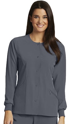 Barco One™ Women's Perforated Snap Front Solid Scrub Jacket