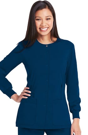 Clearance KD110 Women's Hayley Snap Front Solid Scrub Jacket