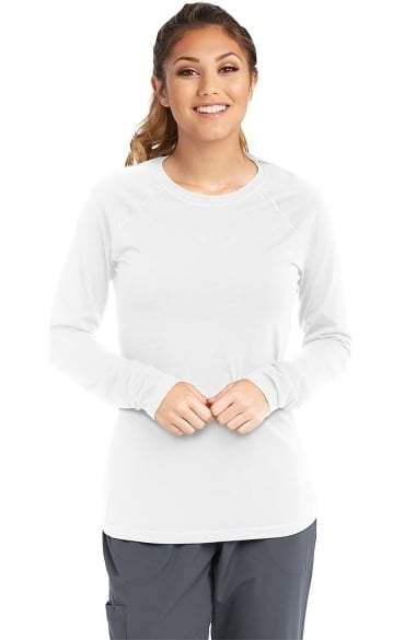 Skechers Women's True Tee Long Raglan Sleeve Solid Underscrub T-Shirt |allh