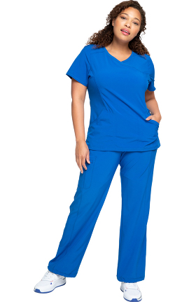 Infinity by Cherokee Women's Mock Wrap Scrub Top & Straight Leg Scrub Pant Set