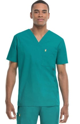 code happy Men's V-Neck Solid Scrub Top