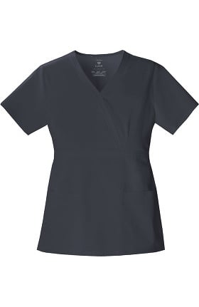 Luxe by Cherokee Women's Mock Wrap Solid Scrub Top