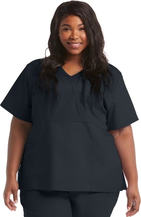 Luxe by Cherokee Women's Mock Wrap Solid Scrub Top