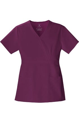 Luxe by Cherokee Women's Mock Wrap Solid Scrub Top