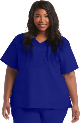 Clearance Luxe by Cherokee Women's Mock Wrap Solid Scrub Top