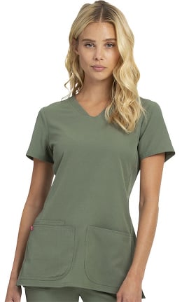 Break On Through by heartsoul Women's Pitter-Pat V-Neck Solid Scrub Top
