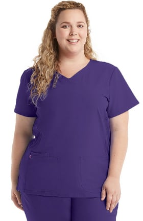 Break On Through by heartsoul Women's Pitter-Pat V-Neck Solid Scrub Top